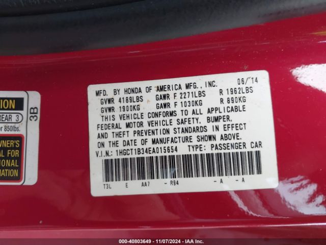1HGCT1B34EA015654 Honda Accord Lx-s
