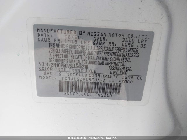 Nissan Kicks Sv Xtronic Cvt 2020 3N1CP5CV6LL545210 Image 9