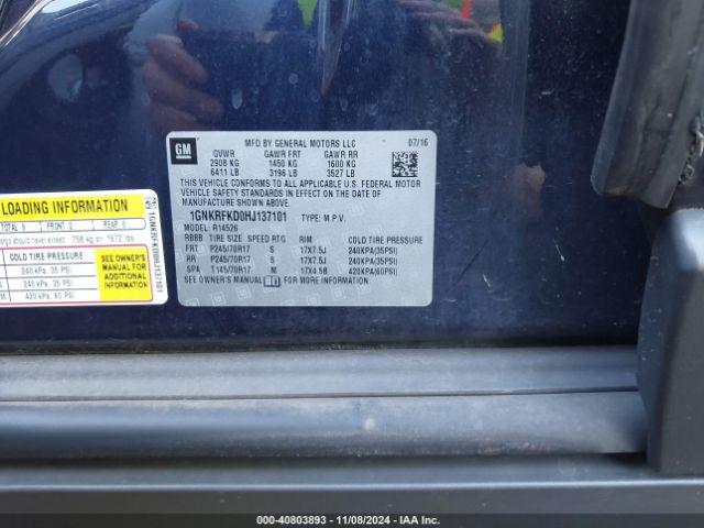1GNKRFKD0HJ137101 Chevrolet Traverse Ls