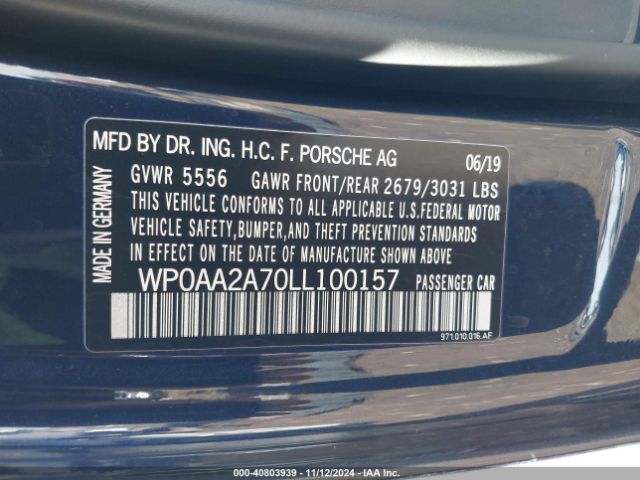 WP0AA2A70LL100157 Porsche PANAMERA 4