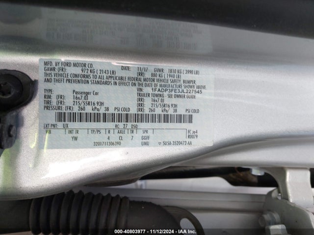 Ford FOCUS SE 2018 1FADP3FE3JL227545 Image 9