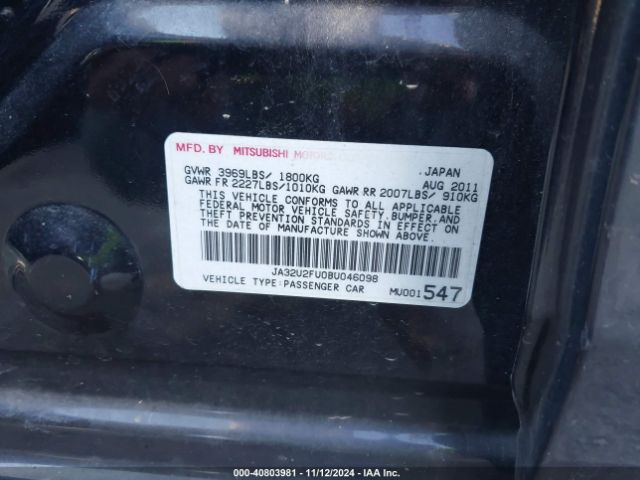 2011 MITSUBISHI LANCER JA32U2FU0BU046098 Photo 8