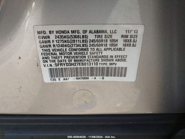 5FRYD3H27EB013110 Acura MDX