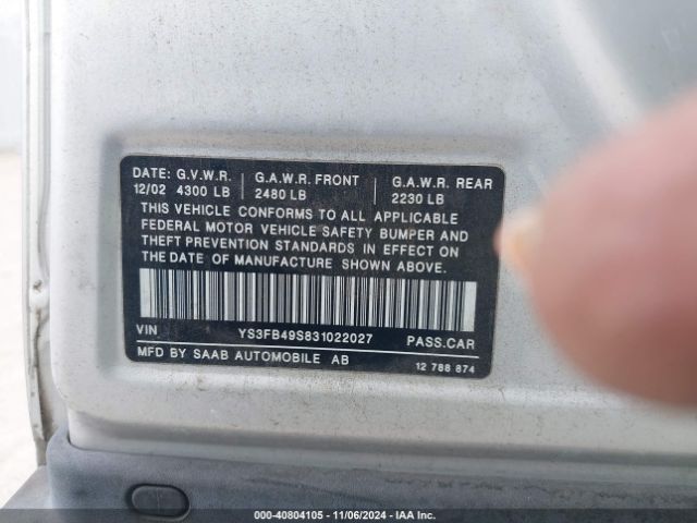 2003 SAAB 9-3 YS3FB49S831022027 Photo 8