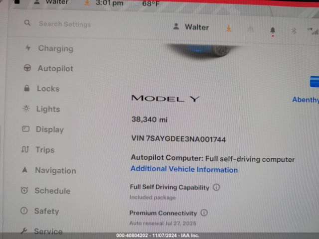 7SAYGDEE3NA001744 Tesla Model Y Long Range Dual Motor All-wheel Drive