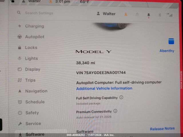7SAYGDEE3NA001744 Tesla Model Y Long Range Dual Motor All-wheel Drive