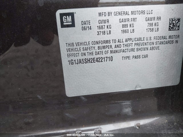Chevrolet Sonic Ls Auto 2014 1G1JA5SH2E4221710 Image 9
