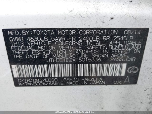 JTHBE1D2XF5015336 Lexus IS 350