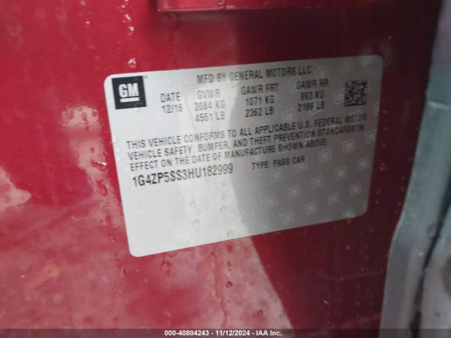 1G4ZP5SS3HU182999 Buick Lacrosse Essence