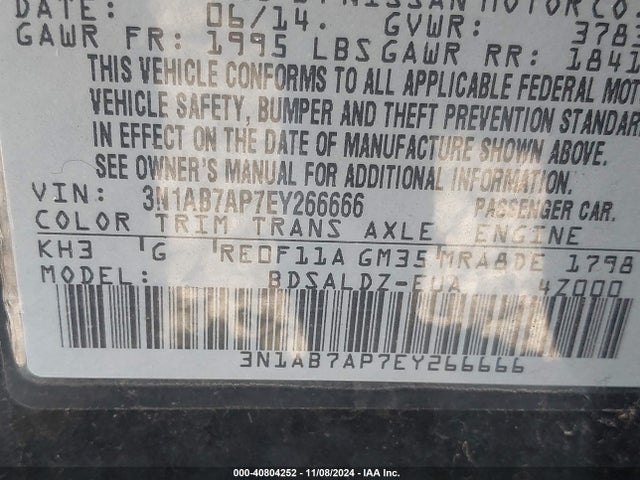 Nissan SENTRA SV 2014 3N1AB7AP7EY266666 Image 9