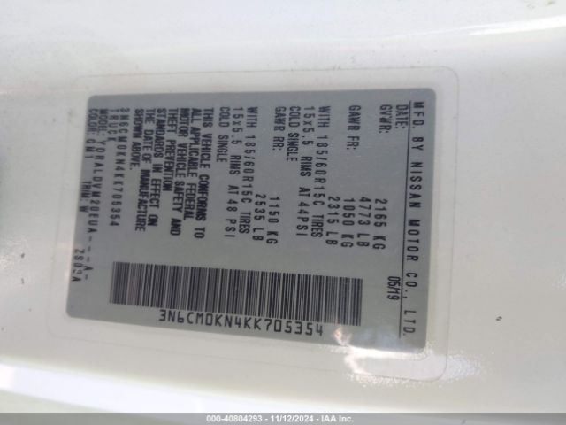 3N6CM0KN4KK705354 Nissan Nv200 S