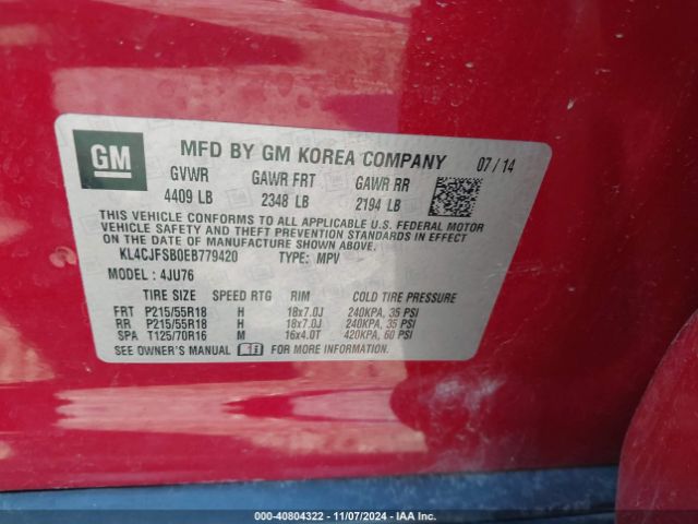 KL4CJFSB0EB779420 Buick Encore Convenience