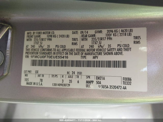 Ford ESCAPE S 2014 1FMCU0F70EUE55416 Image 9