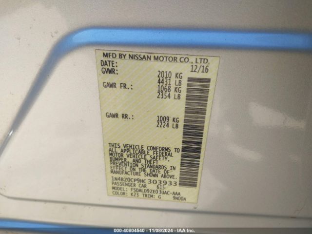 1N4BZ0CP9HC303933 Nissan LEAF SV