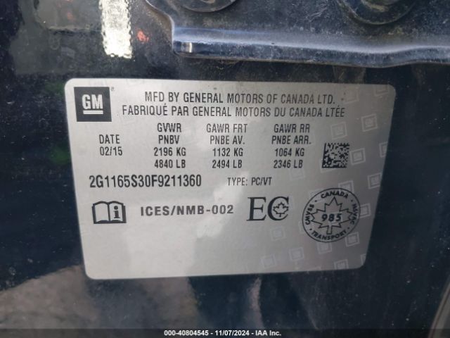 2G1165S30F9211360 Chevrolet IMPALA 2LZ
