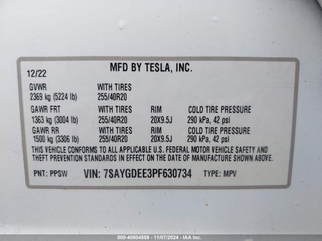 2023 TESLA MODEL Y 7SAYGDEE3PF630734 Photo 8