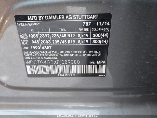 WDCTG4GBXFJ089080 Mercedes-Benz Gla 250 4matic
