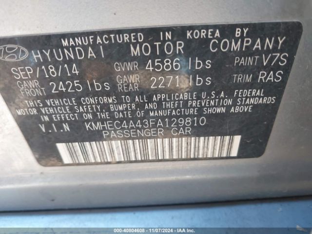 KMHEC4A43FA129810 Hyundai Sonata Hybrid Limited