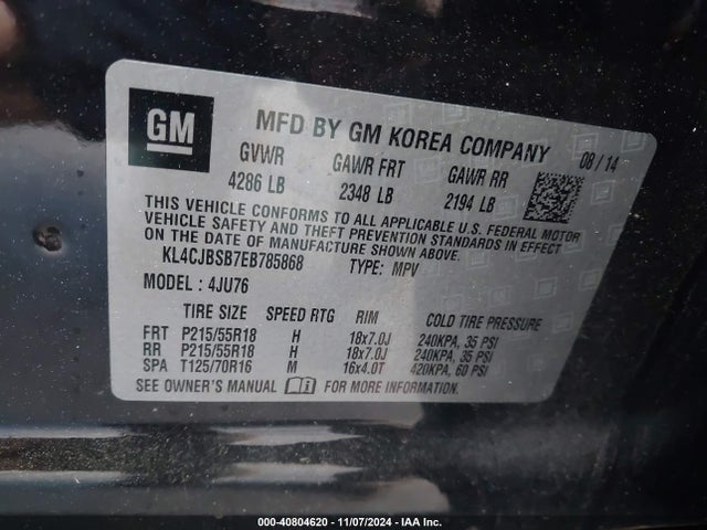 KL4CJBSB7EB785868 Buick Encore Convenience