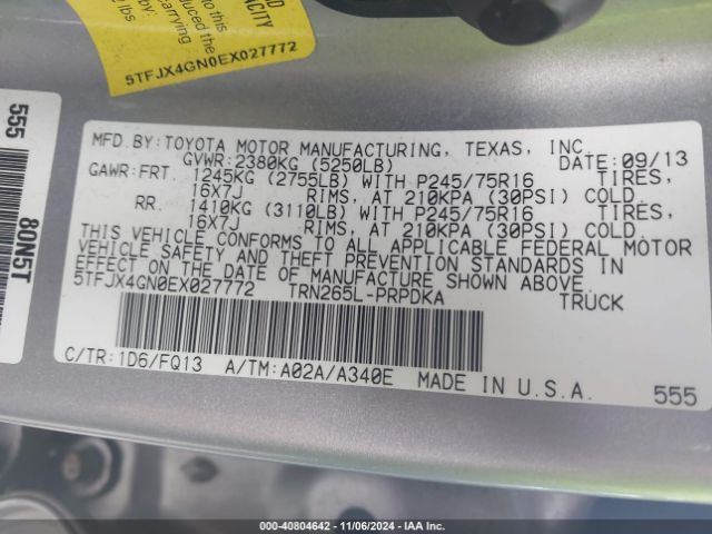 5TFJX4GN0EX027772 Toyota Tacoma Prerunner