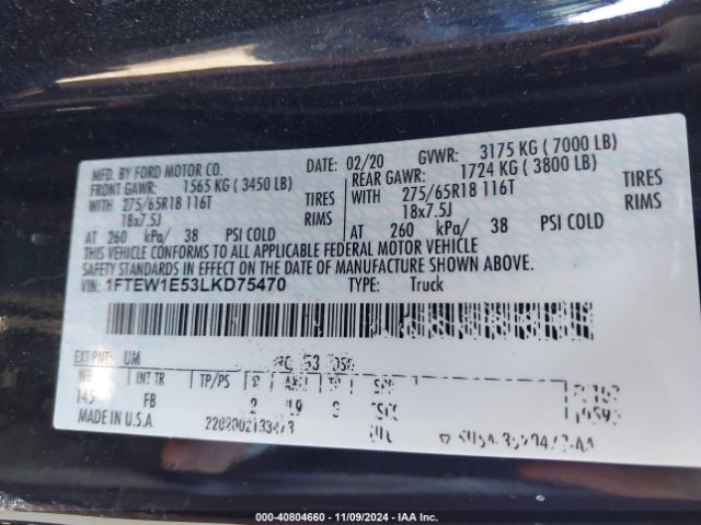 1FTEW1E53LKD75470 Ford F-150 Xlt