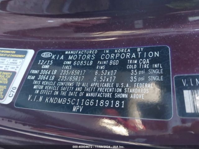 KNDMB5C11G6189181 KIA SEDONA LX