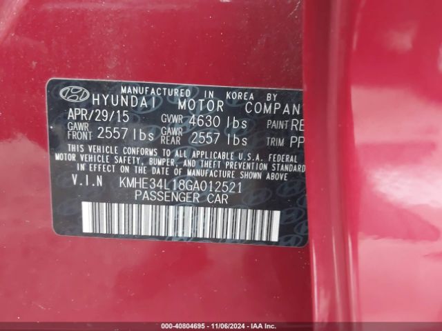 KMHE34L18GA012521 Hyundai Sonata Hybrid Limited