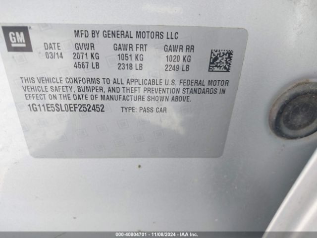 1G11E5SL0EF252452 Chevrolet MALIBU 2LT