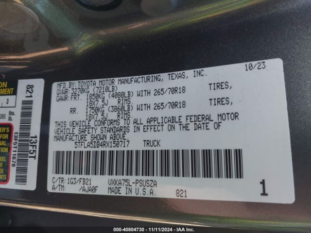 2024 TOYOTA TUNDRA 5TFLA5DB4RX150717 Photo 8