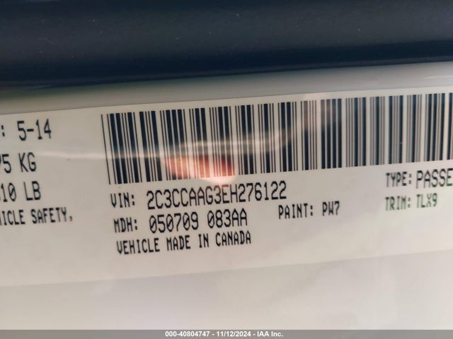 Chrysler 300 2014 2C3CCAAG3EH276122 Image 9