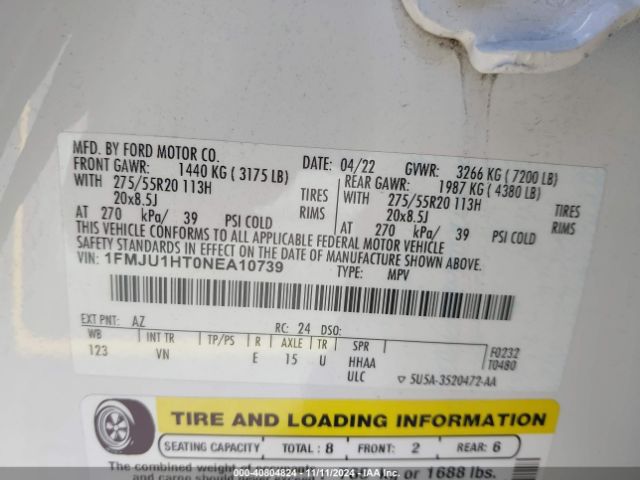1FMJU1HT0NEA10739 Ford Expedition Xlt