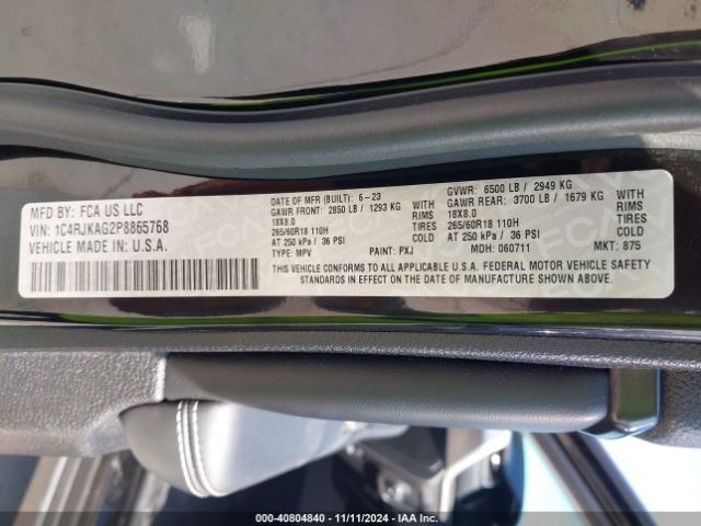 1C4RJKAG2P8865768 Jeep Grand Cherokee L Laredo 4x4