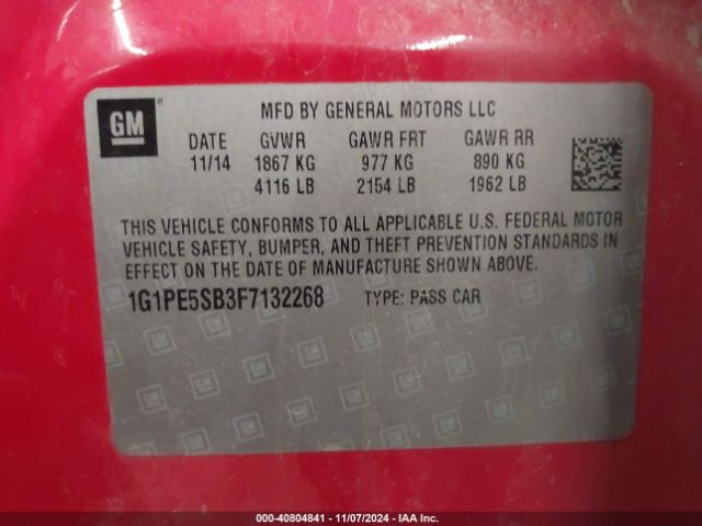 1G1PE5SB3F7132268 Chevrolet Cruze 2lt Auto
