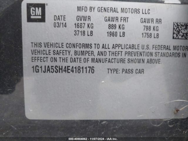 1G1JA5SH4E4181176 Chevrolet Sonic Ls Auto