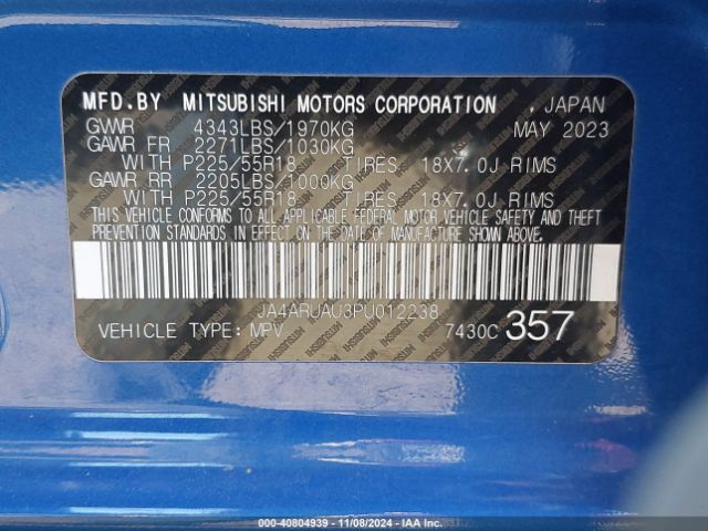 JA4ARUAU3PU012238 Mitsubishi Outlander Sport 2.0 Se Awc