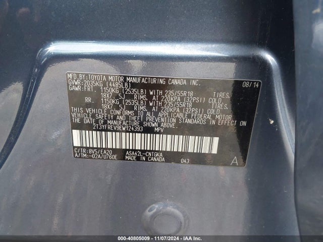 Toyota Rav4 Limited 2014 2T3YFREV9EW124393 Image 9