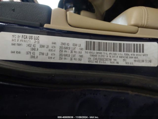 1C4RJFBG6GC365700 Jeep Grand Cherokee Limited