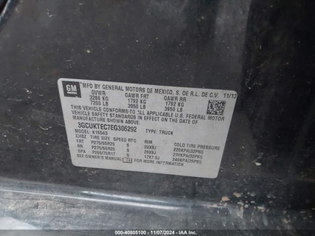 3GCUKTEC7EG306292 Chevrolet Silverado 1500 High Country