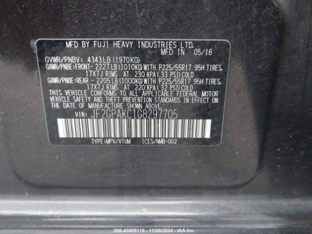 JF2GPAKC1G8297705 Subaru Crosstrek 2.0i Limited