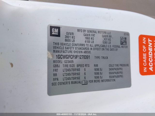 1GCWGFCF9F1278391 Chevrolet Express 2500 Work Van