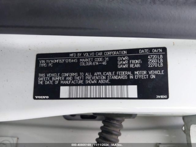 YV140MFB2F1315445 Volvo S60 T5 Premier