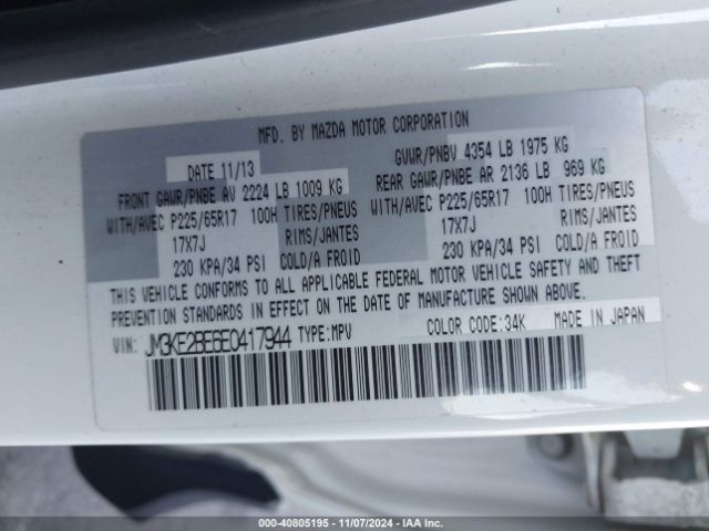 JM3KE2BE6E0417944 Mazda CX-5 SPORT