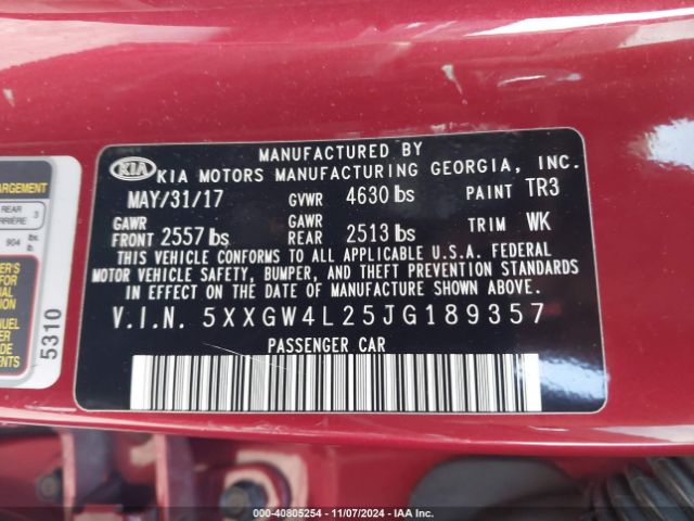 5XXGW4L25JG189357 KIA Optima Sx Turbo