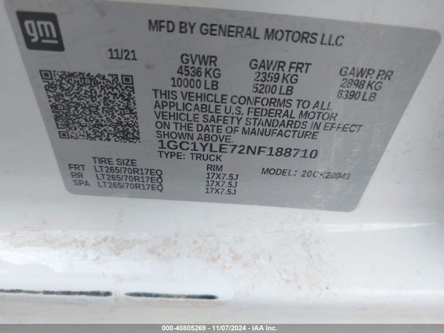 Chevrolet Silverado 2500hd 4wd  Long Bed Wt 2022 1GC1YLE72NF188710 Image 4