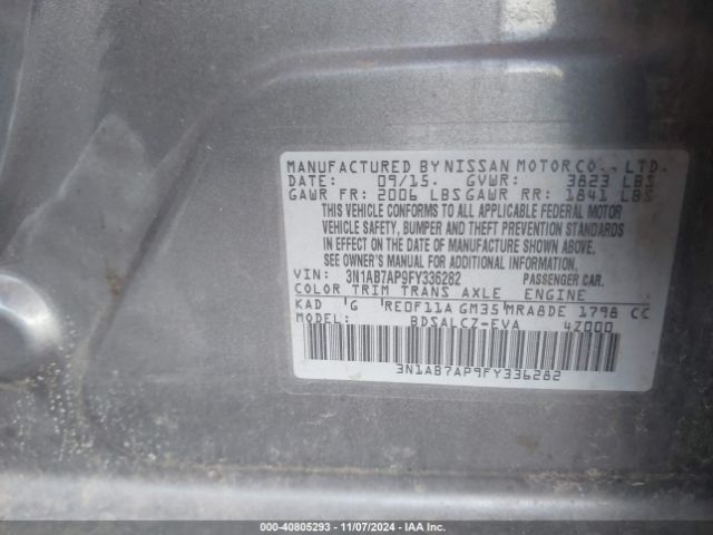 3N1AB7AP9FY336282 Nissan SENTRA S