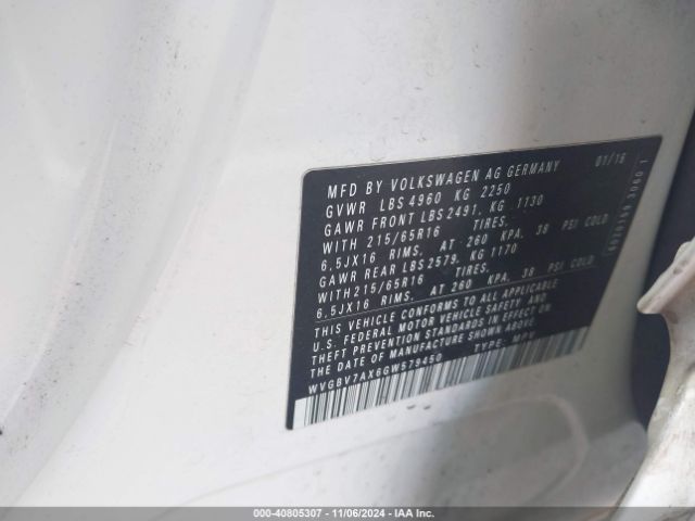 WVGBV7AX6GW579450 Volkswagen TIGUAN S