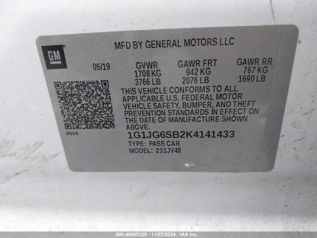Chevrolet Sonic Lt Auto 2019 1G1JG6SB2K4141433 Image 9