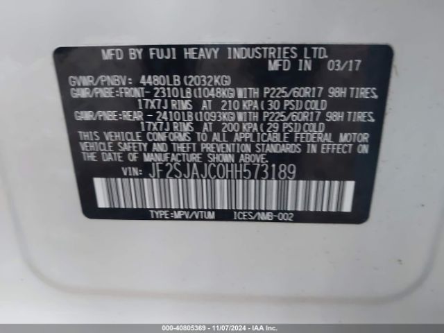 JF2SJAJC0HH573189 Subaru Forester 2.5i Limited
