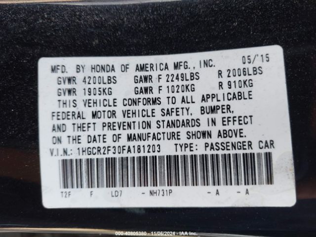 1HGCR2F30FA181203 Honda ACCORD LX
