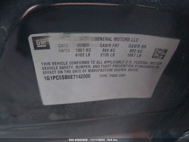 1G1PC5SB6E7142006 Chevrolet Cruze 1lt Auto